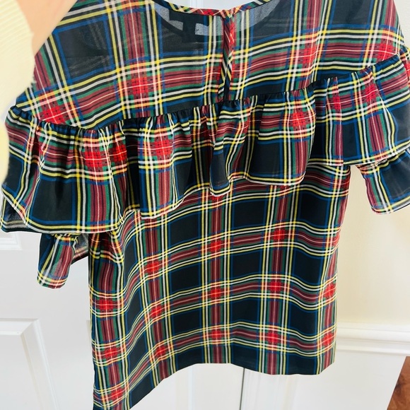 NWT Stunning J.crew Plaid Ruffle Women's size 4 Blouse - Picture 8 of 10